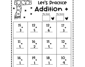 Fiches d'exercices de mathématiques d'hiver : additions et soustractions jusqu'à 20 (PDF)