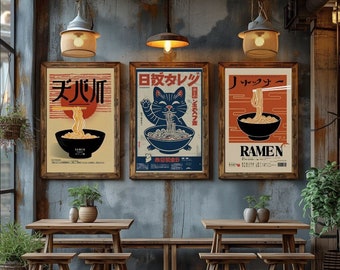 Pacchetto poster Ramen per arredamento di cucina e ristorante - 25 stampe di design artistico premium ispirate al ramen giapponese