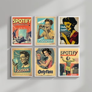 Retro Ad Designs Bundle: 10 Premium Lustige Kunstdrucke Inspiriert von Mid-Century Werbung
