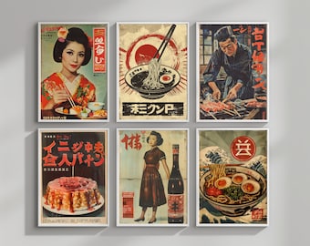 Japanese Poster Bundle for Kitchen and Restaurant Décor - 25 premium art design vintage prints inspired by japanese cuisine