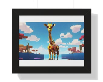 Cute giraffe framed kids playroom poster