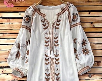 Women's Boho Blouse | Loose Long Sleeve Style | Fashionable Streetwear Outfit