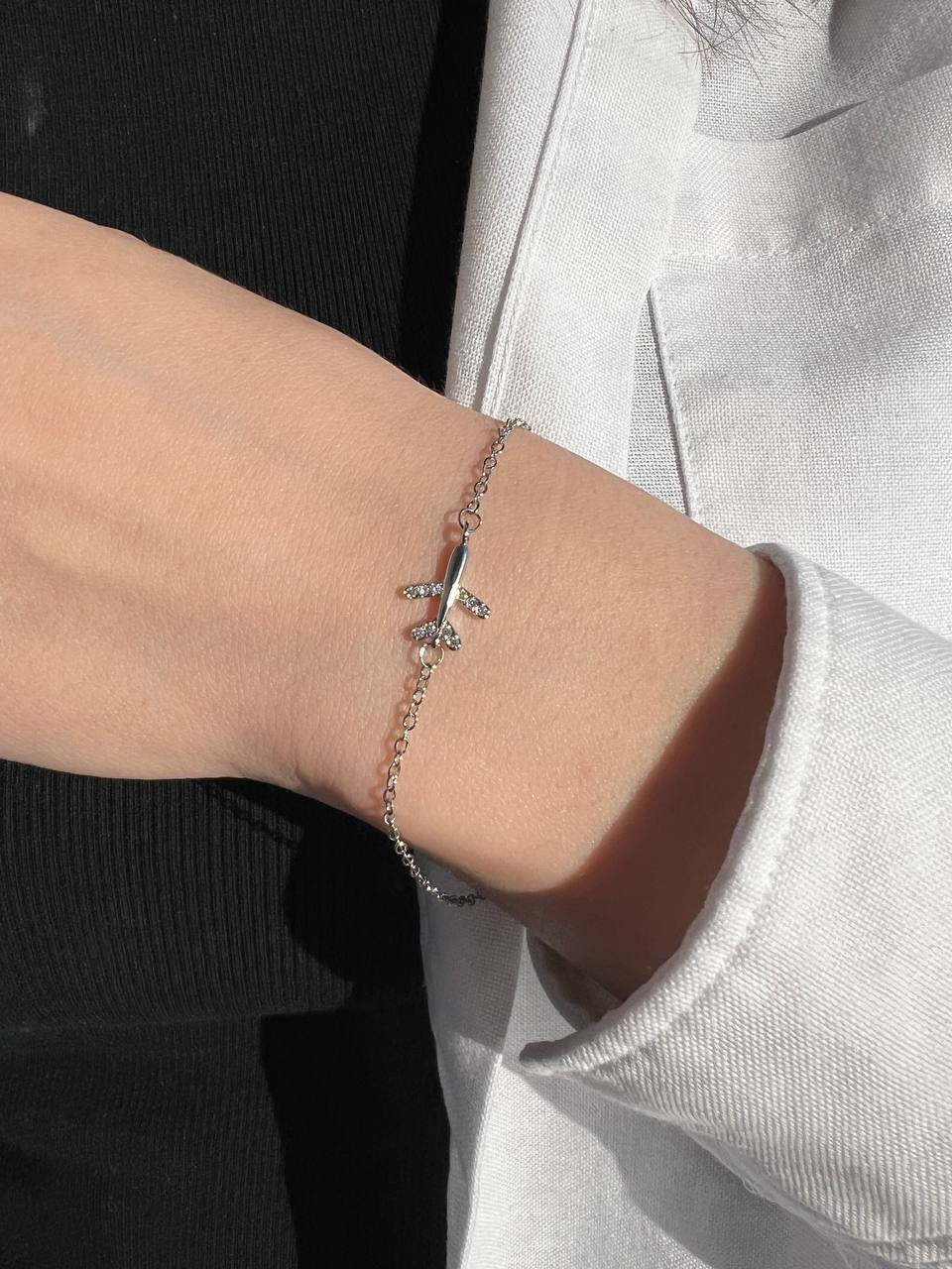 Bracelet With an Airplane,silver Bracelet,bracelet With an