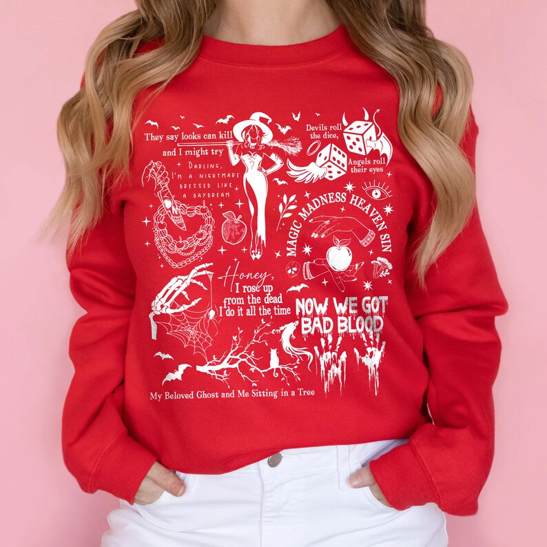 Halloween Songs Lyrics Shirt, Swift Lyrics Collage With Halloween Symbols & Lyrics, Fall Season