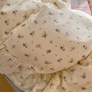 Fresh Blue Floral 100% Cotton Duvet Cover Set, Princess Ruffle Duvet Cover Set, Korean Girl Bedding Set, Full Queen King Duvet Cover, Gift image 4