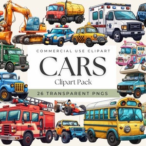 Cars Clipart Bundle for Kids Cars Birthday Party Decoration Kids Clipart For Boys Room Cars For Preschool Classroom Decor