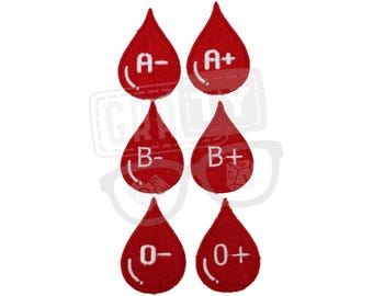 Blood Type - Blood Drop Embroidered Iron On Patch - Medical Feltie - Blood Feltie - Sew On Badge - Foundation GraTy - social enterprise