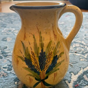 Vintage Majolica Mustard Yellow Mid-Sized Pitcher!
