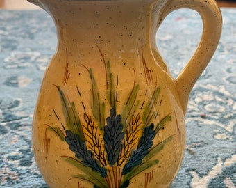 Vintage Majolica Mustard Yellow Mid-Sized Pitcher!