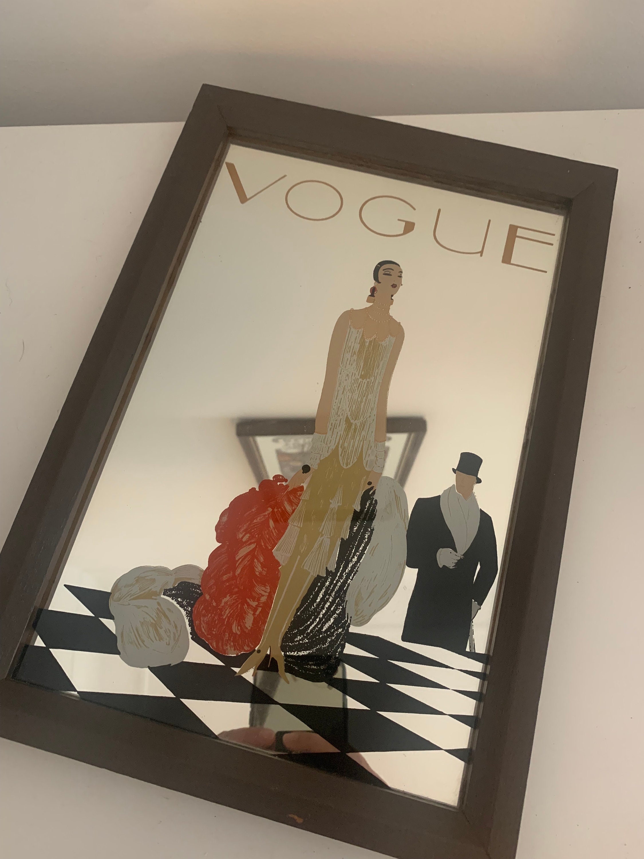 ヴィンテージ VOGUE 美装鏡面 木製アートポスター ART DECO ビンテージ VOGUE MOON 木製プレートポスター アートポスター