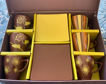 Retro Full Set Alinea French Porcelain Espresso or Tea Cups and Saucers! Original Box!