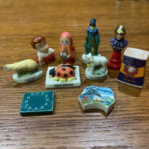 Vintage sperziebonen/Feve King-taartfiguren! Set van TIEN!