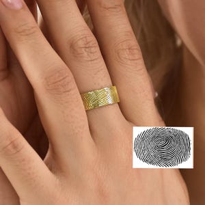 Custom Fingerprint Ring, Thumb Ring, Memorial Ring, Dainty Ring, Personalized Jewelry, Couple Rings, Mother&#39;s Day Gift, Father&#39;s Day Gift