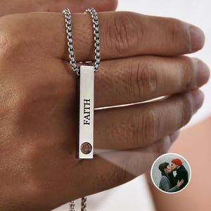 Vaderdagcadeau, aangepaste 3D-staafprojectieketting, gepersonaliseerde fotoketting, monogram en afbeelding, fotoketting voor mannen, cadeau voor papa