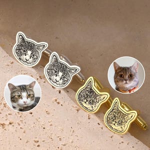 カフスボタン ペットポートレート、ウェディングカフスボタン 花婿の付添人へのギフト、ペットメモリアルカフスボタン、パーソナライズされた猫/犬のカフスボタン、ユニークなペットギフト
