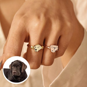 Pet Photo Ring, Custom Pet Portrait Signet Ring, Custom Engraved Jewelry, Dog Cat Ring, Pet Lover Gift, Pet Memorial Gifts, Gift for Her