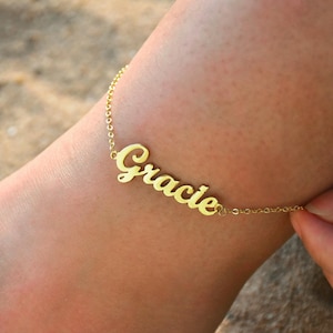 Personalised Name Ankle Bracelet, Custom Silver Anklet, Beach Anklet, Perfect Gift for Her, Name Foot Chain, Nameplate Anklet,Summer Jewelry
