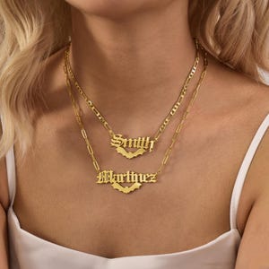 Custom Halloween Jewelry, Bat Name Necklace, Custom Bat Pendant, Gothic Name Plate Necklace, Old English Letter Necklace, Father&#39;s Day Gifts