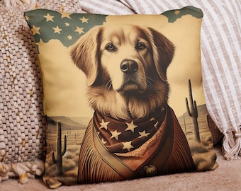 Housse de coussin de canapé décorative Western Dog, Taie d'oreiller personnalisée pour chien, Décoration intérieure, Décoration de salon, Idées cadeaux