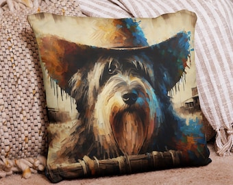 Housse de coussin de canapé décorative Western Dog, Taie d'oreiller personnalisée pour chien, Décoration intérieure, Décoration de salon, Idées cadeaux