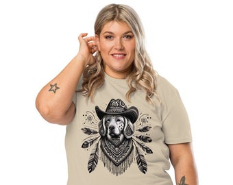 Camiseta Perro Western algodón orgánico, camiseta personalizada Perro, Ideas para regalo con Perro, Camiseta para amantes de los Perros,