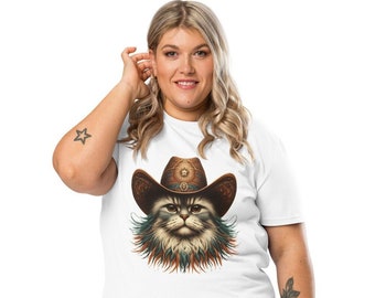 Camiseta Gato Western algodón orgánico, camiseta personalizada gato, Ideas para regalo con gato, Camiseta para amantes de los gatos,