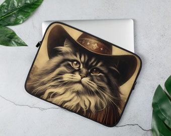 Funda portátil Gato Western, Funda para Ipad, Bolsa para ordenador portátil, Estuche para ordenador portátil, ideas para regalo.