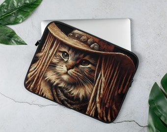 Funda portátil Gato Western, Funda para Ipad, Bolsa para ordenador portátil, Estuche para ordenador portátil, ideas para regalo.