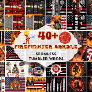Firefighter Tumbler Sublimation Designs: 40+ Seamless PNG Wraps (Digital Download)