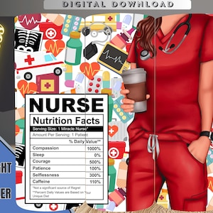 Nurse Nutrition Facts Tumbler Wrap: Seamless Design (Digital Download)