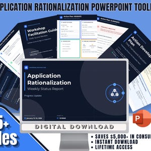 Application Rationalization PowerPoint Toolkit, Gartner TIME Framework Templates, Tech Modernization, Project Management, Excel Dashboard