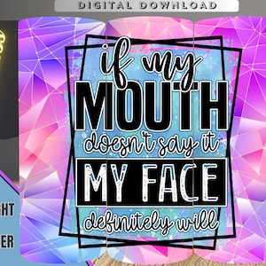 Funny Face Tumbler Sublimation Design: Seamless Straight Wrap (Digital Download)