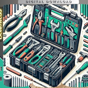 Tool Box Mechanic Tumbler Sublimation Design: Seamless Wrap (Digital Download)