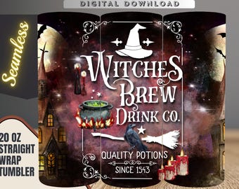 Witches Brew Tumbler Sublimation Design: Haunted Castle Drink Co. (Digital Download)