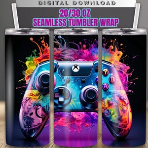 3D Video Game Controller Tumbler Wrap: Gamer Gift (Digital Download PNG)