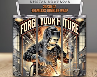 Welder's Life Tumbler Sublimation Design: Seamless Straight Wrap (Digital Download)