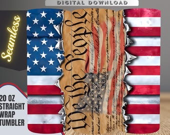 Diseño para vaso We The People: Diseño de la bandera estadounidense mediante sublimación (descarga digital)
