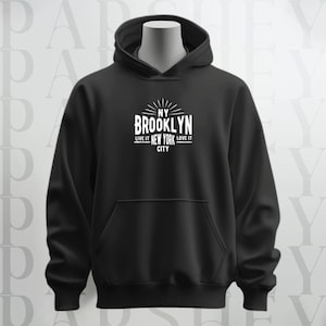 NY Brooklyn Printed Black Hooded,Winter Hoodie,Aesthetic Hoodie,Streetwear Hooded,Trendy Hoodie, Unisex Hoodie,Graphic Hoodie,Custom Hoodie