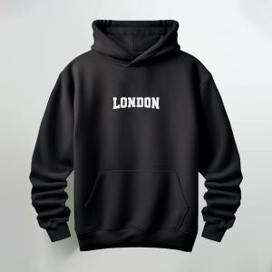 London Text Printed Black Hooded,Winter Hoodie,Aesthetic Hoodie,Streetwear Hooded, Trendy Hoodie, Unisex Hoodie,Graphic Hoodie,Custom Hoodie