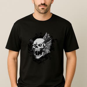 Winged Skull T-Shirt – Gothic Punk Rock Graphic Tee – Biker Skull Design Shirt – Unisex Dark Streetwear Top - Gift For Him Her