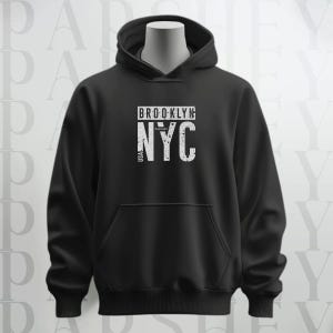 Brooklyn NYC Printed Black Hooded,Winter Hoodie,Aesthetic Hoodie,Streetwear Hooded,Trendy Hoodie, Unisex Hoodie,Graphic Hoodie,Custom Hoodie