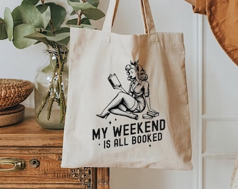 Book Tote Bag, Weekend Reading Books, Bookish Tote Bag, Library Bag, Book Gifts, Book Lover Tote, Book Canvas Tote Bag, Book Lover Gifts