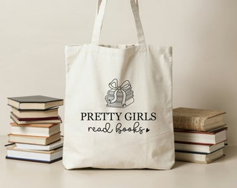 Book Lover Tote Bag, Pretty Girls Read Books, Bookish Tote Bag, Library Tote Bag, Book Gifts, Book Canvas Tote Bag, Book Lover Gifts