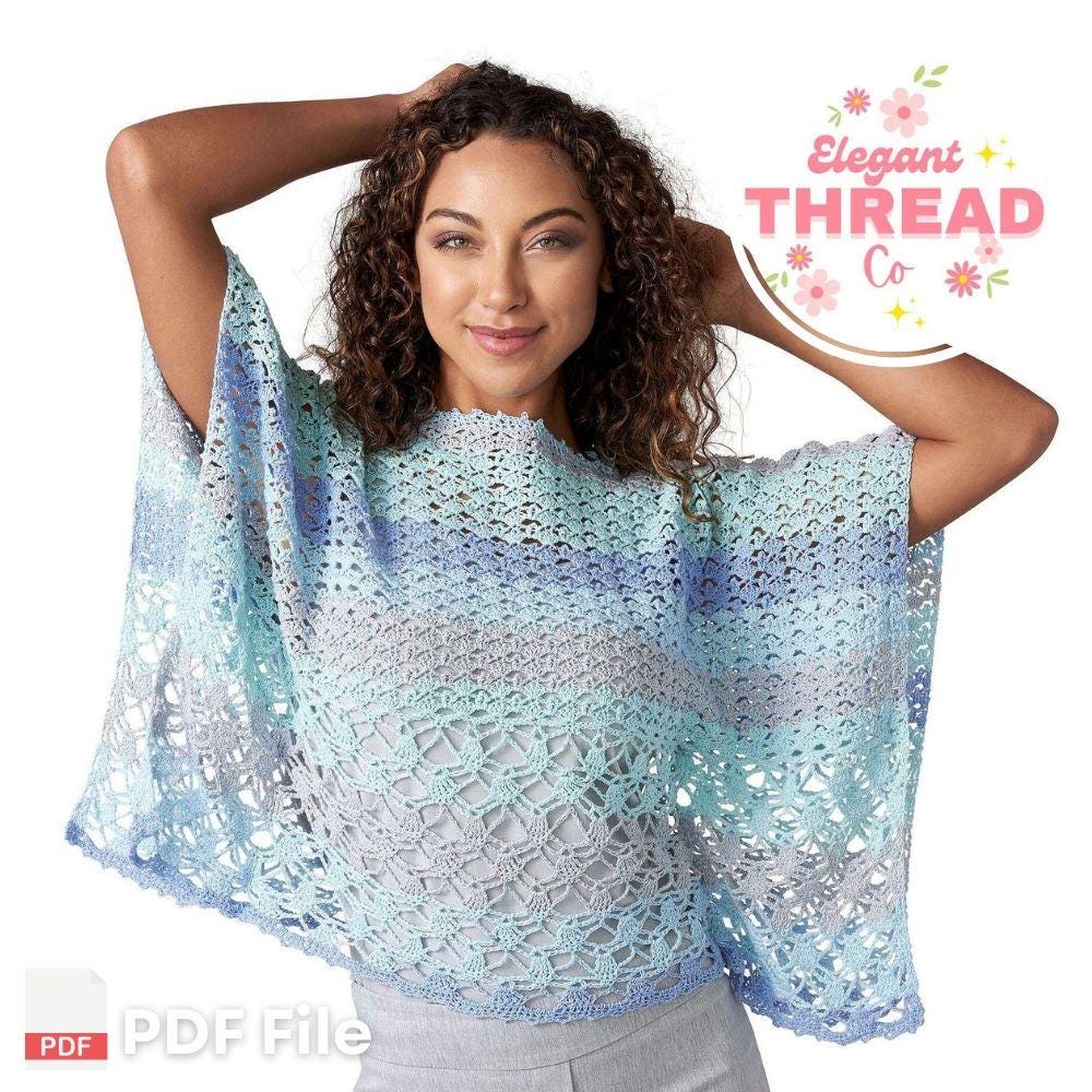 Summer Crochet Top Pattern PDF | Lacy Lightweight Poncho Tee | Beginner Friendly Boho Style | Instant Digital Download.