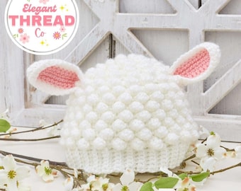 Crochet Lamb Hat Pattern – Beginner Baby Beanie with Ears (PDF Pattern)