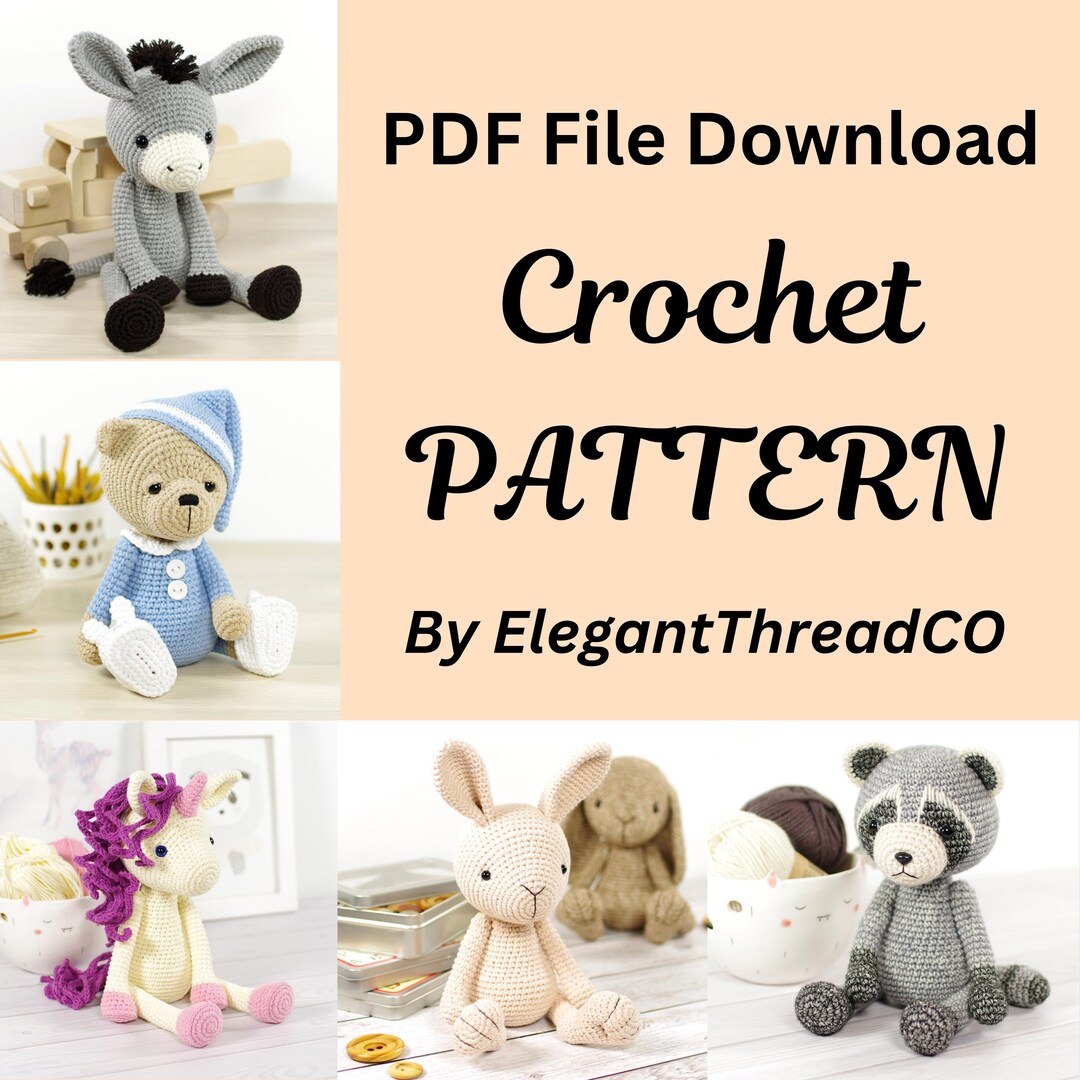Amigurumi Crochet Pattern Bundle – 5 Animal Designs (PDF) - Etsy