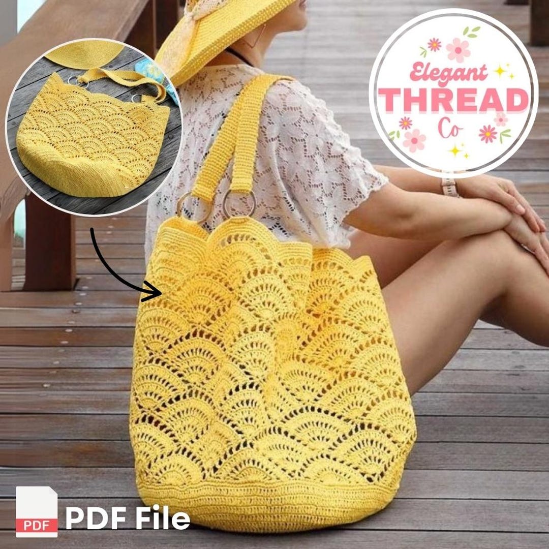 Crochet Beach Bag Pattern Lacy Diamond Tote (PDF Pattern)