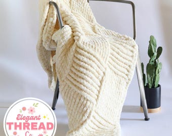 Patrón de manta de terciopelo grueso a crochet / Manta para principiantes (PDF, descarga inmediata)