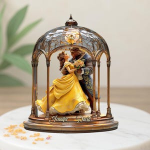 Plaque acrylique La Belle et la Bête, plaque personnalisée La Belle et la Bête, décoration Disney romantique, cadeau pour couple de contes de fées, plaque rose enchantée