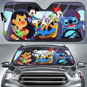 Lilo en Stitch autozonnescherm, Disney auto voorruithoes, Stitch zonnescherm, Mickey en zijn vrienden auto accessoire, cadeau voor Disney fans
